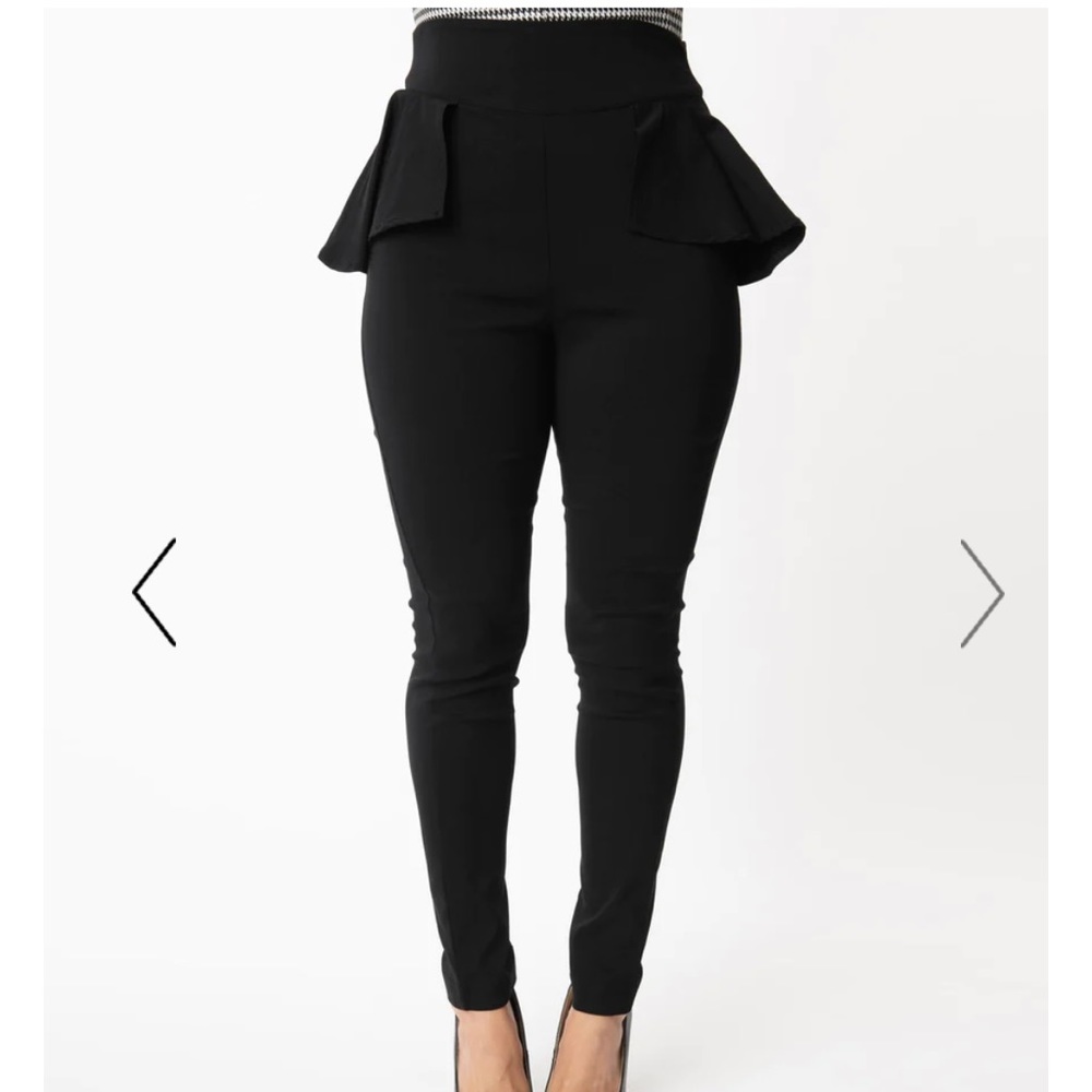 UNIQUE VINTAGE Black Peplum Grable Pants Plus Size 5X